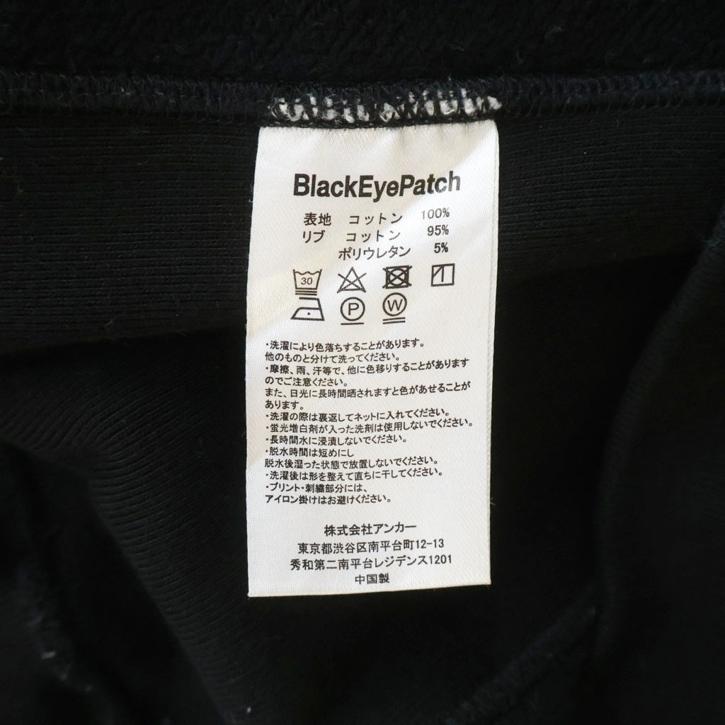 THE BLACK EYE PATCH(ブラックアイパッチ) ロゴ パーカー ブラック コットン #L