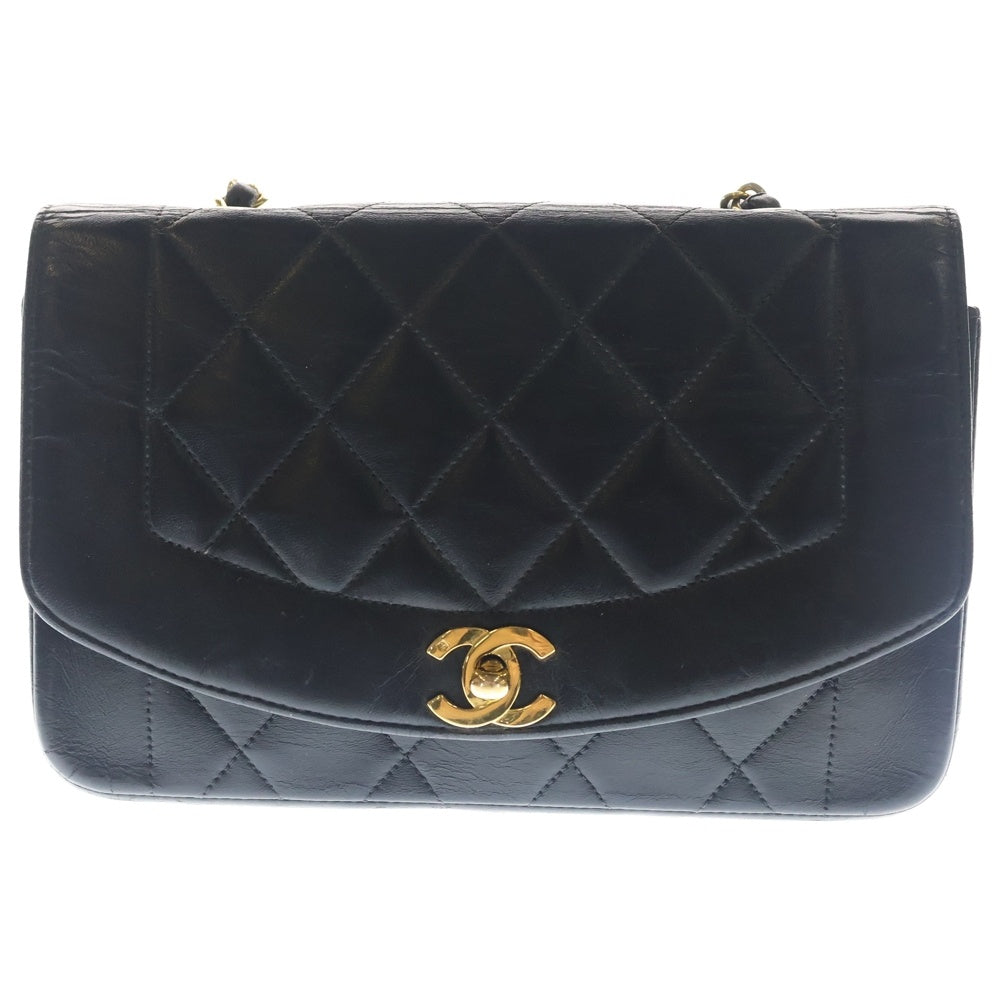 CHANEL(シャネル) ダイアナ22 チェーンショルダーバッグ ラムスキン ブラック ゴールド金具 レディース