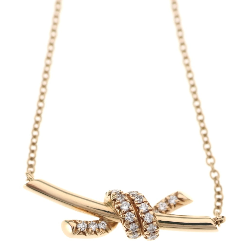 TIFFANY & Co.(ティファニー) ノット ダイヤネックレス Au750 K18 PG