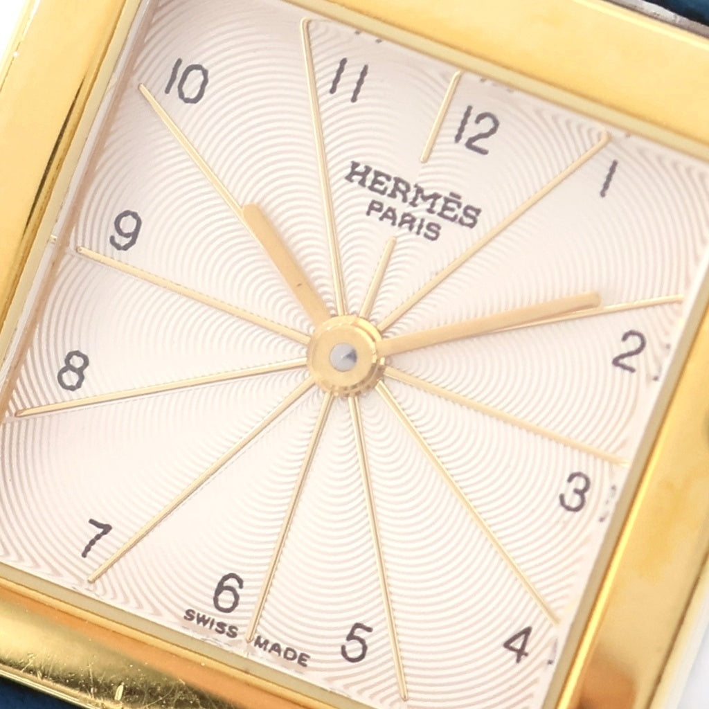 HERMES(エルメス) Hウォッチ 白文字盤 SS×レザー/QZ GP □A刻印 クォーツ 電池式 腕時計 HH1.201