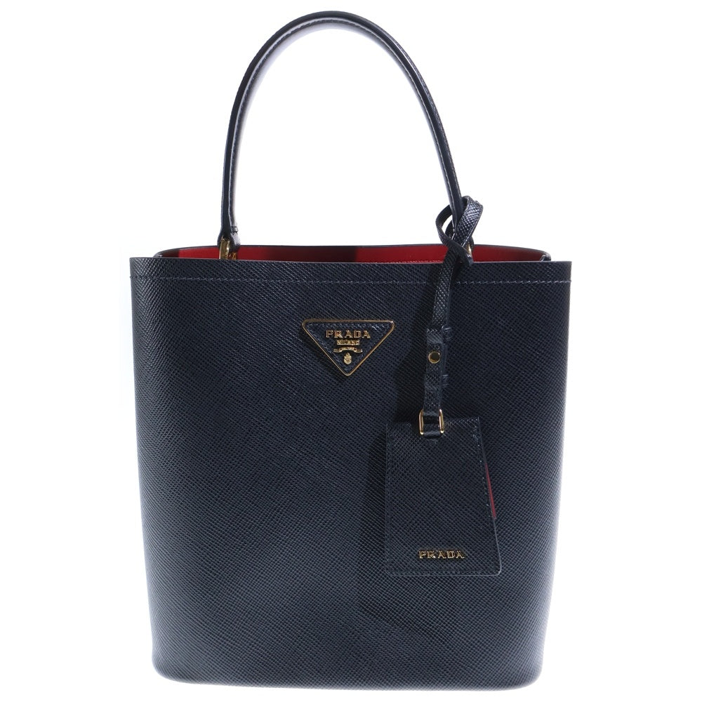 PRADA(プラダ) パニエ 2WAYショルダーバッグ ハンドバッグ ブラック レザー 1BA212 ゴールド金具 レディース