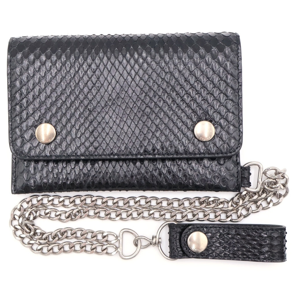 CELINE(セリーヌ) パイソン カードケース バッグチャーム ミニ財布 ブラック パイソン シルバー金具 レディース