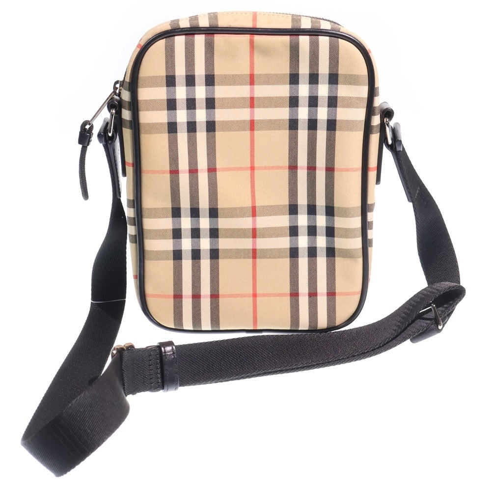 BURBERRY(バーバリー) ノバチェック ショルダーバッグ ミニバッグ ベージュ×ブラック ナイロン×レザー 8023381 シルバー金具 レディース