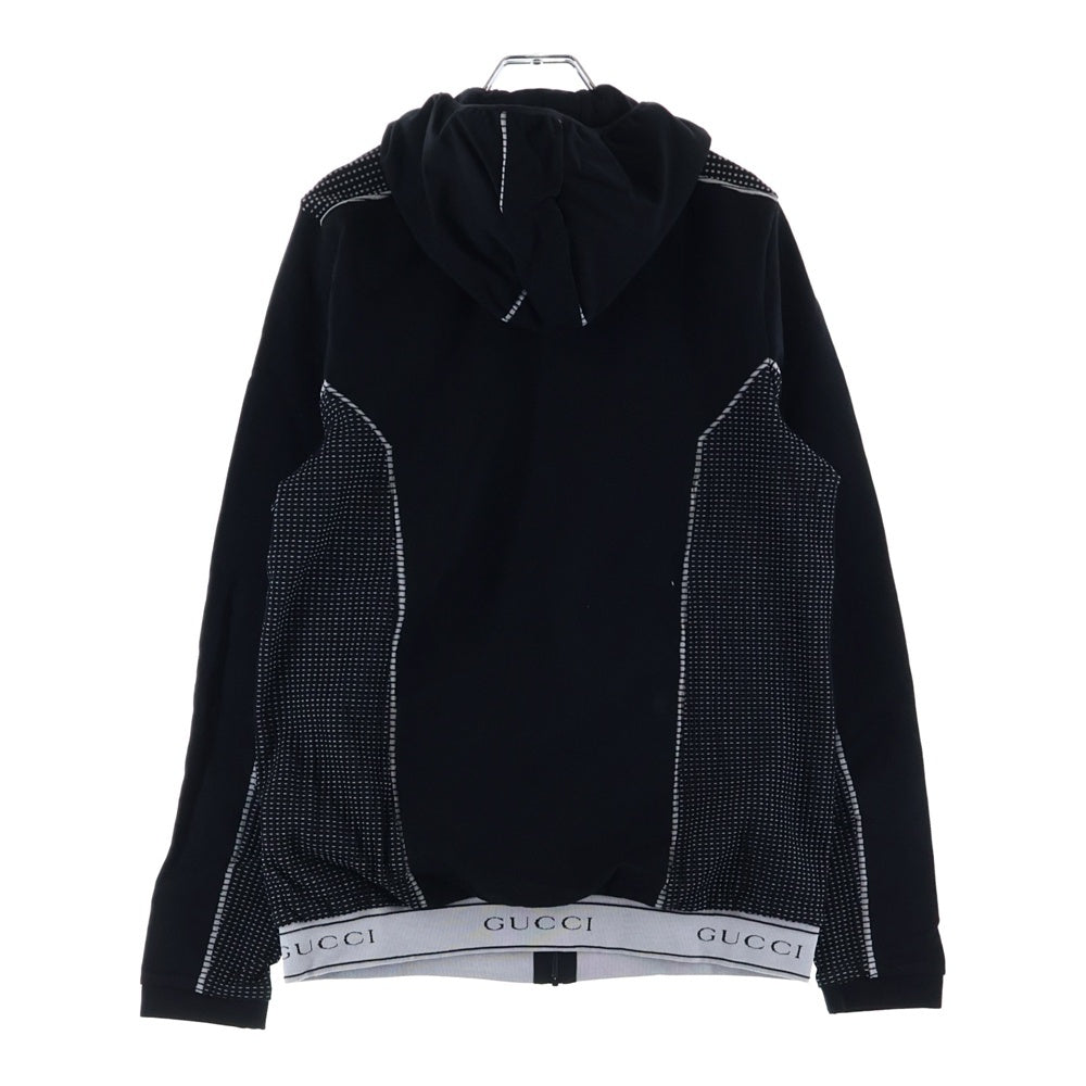 GUCCI(グッチ) インターロッキングG ロゴジャガード ジップアップ フーデッド ジャケット ブラック 703361