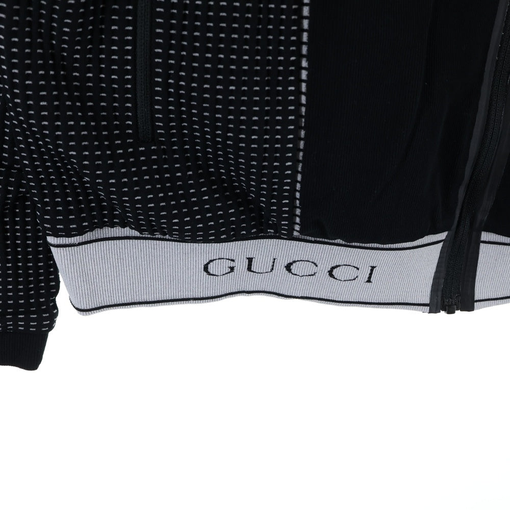 GUCCI(グッチ) インターロッキングG ロゴジャガード ジップアップ フーデッド ジャケット ブラック 703361