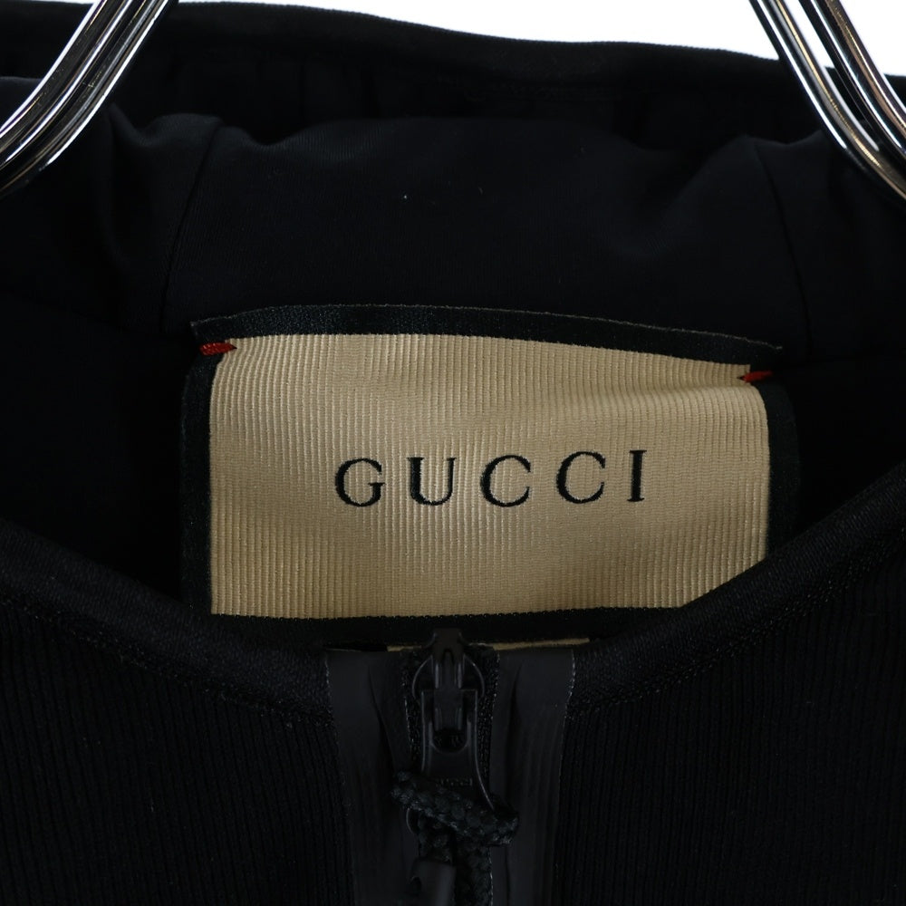 GUCCI(グッチ) インターロッキングG ロゴジャガード ジップアップ フーデッド ジャケット ブラック 703361