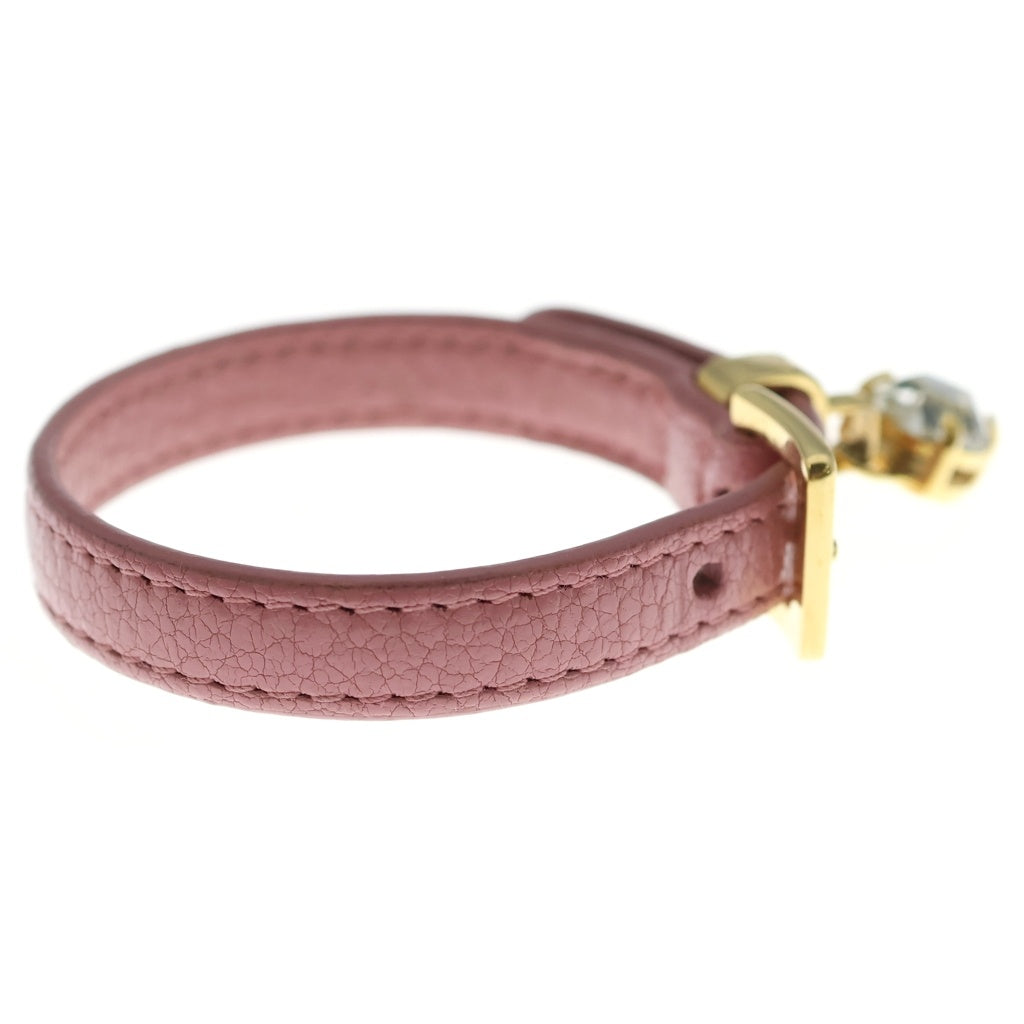 miumiu(ミュウミュウ) ハートチャームブレスレット ピンク レザー ゴールド金具