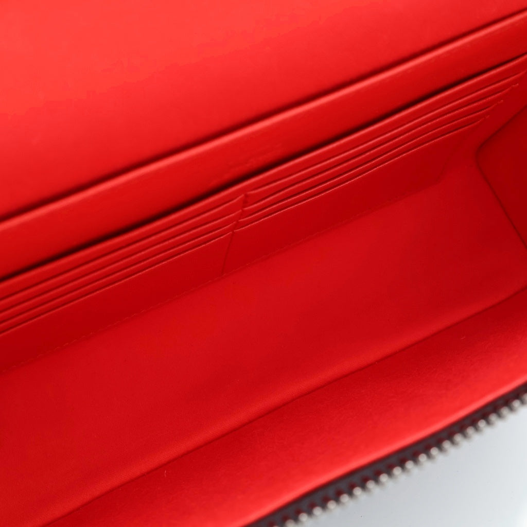 CHRISTIAN LOUBOUTIN(クリスチャンルブタン) キピポーチ 2wayショルダーバッグ ハンドバッグ ブラック×レッド レザー シルバー金具 レディース