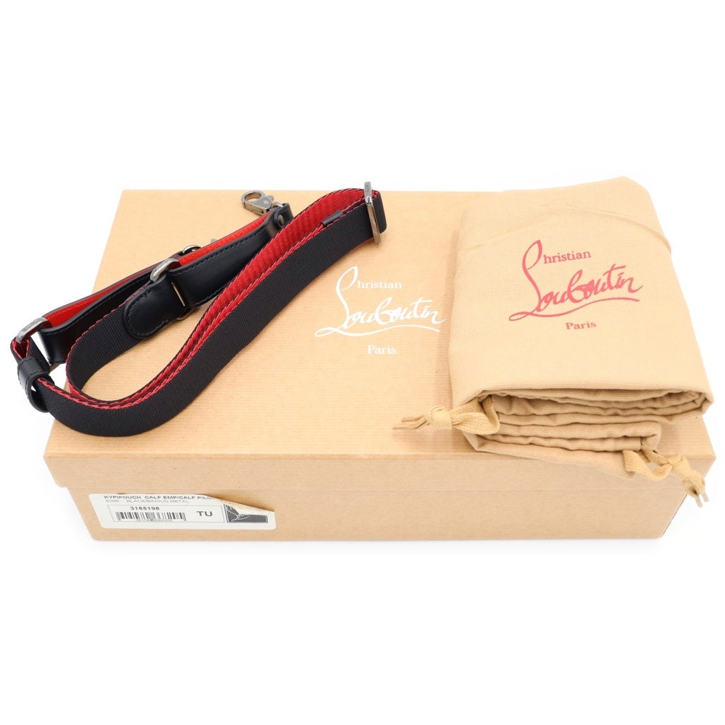 CHRISTIAN LOUBOUTIN(クリスチャンルブタン) キピポーチ 2wayショルダーバッグ ハンドバッグ ブラック×レッド レザー シルバー金具 レディース