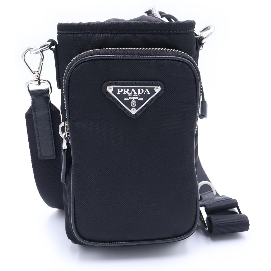 PRADA(プラダ) フォンショルダー 携帯ケース ショルダーバッグ ミニバッグ ブラック テスート 2ZH155 シルバー金具 レディース