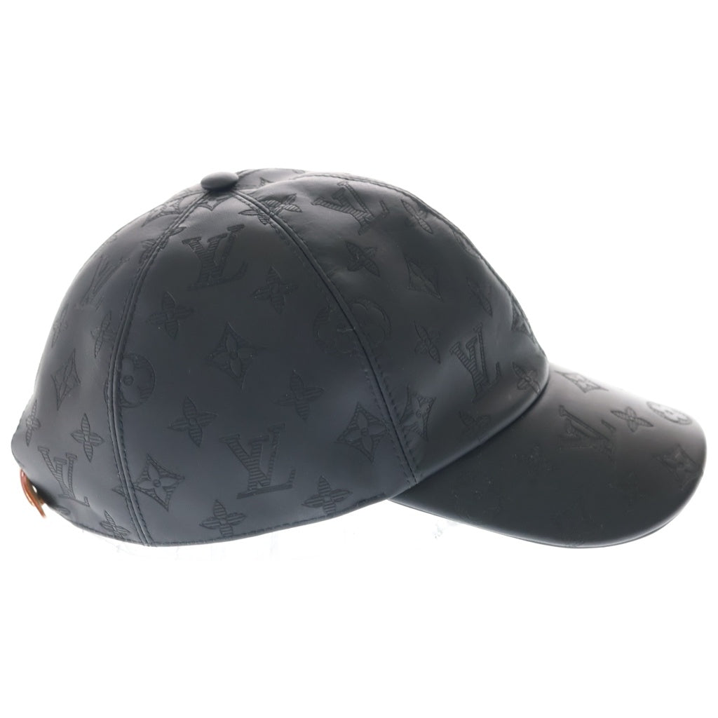 LOUIS VUITTON(ルイヴィトン) モノグラムシャドウ レザー ベースボールキャップ 帽子 ブラック M76581