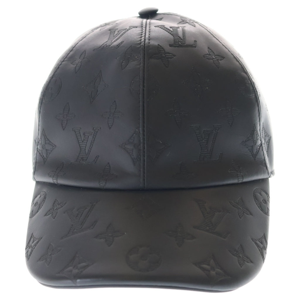 LOUIS VUITTON(ルイヴィトン) モノグラムシャドウ レザー ベースボールキャップ 帽子 ブラック M76581