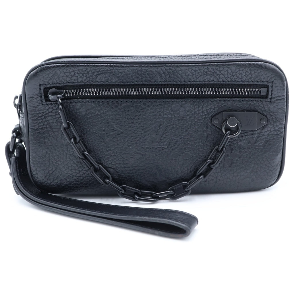 LOUIS VUITTON(ルイヴィトン) モノグラム アンプラント ポシェット・ヴォルガ ポーチ ケース セカンドバッグ ブラック レザー M55703 ブラック金具 レディース