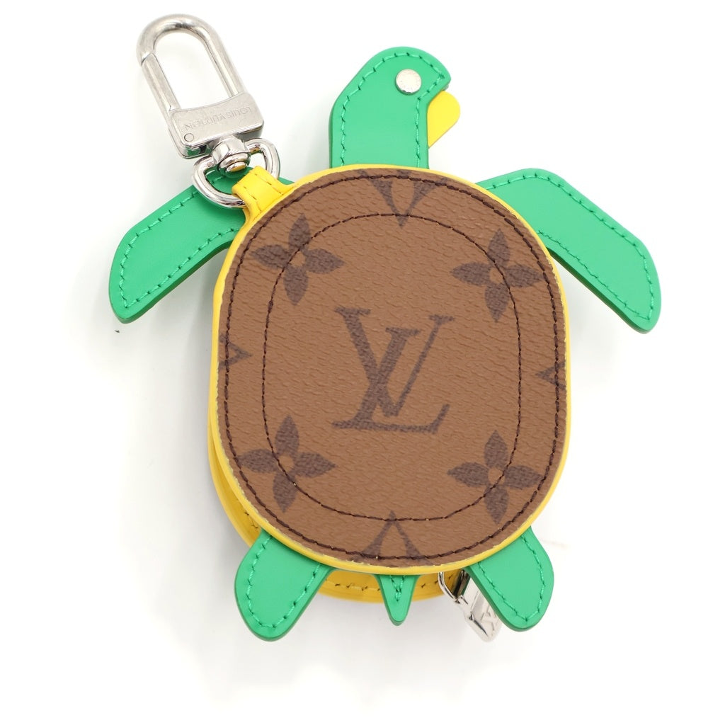 LOUIS VUITTON(ルイヴィトン) モノグラム タートル バッグチャーム ポーチ ケース ブラウン×グリーン PVC M01471 シルバー金具 レディース