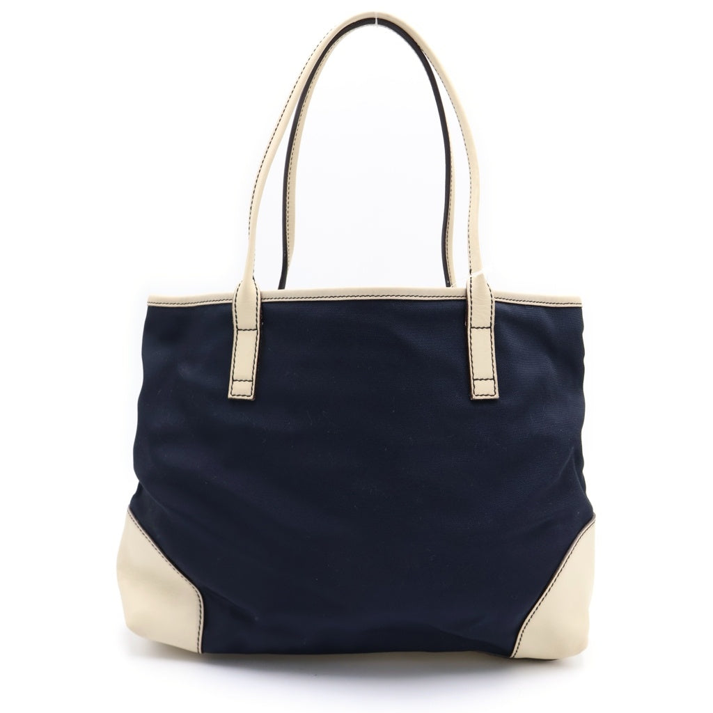 GUCCI(グッチ) マリン トートバッグ ハンドバッグ ネイビー×ホワイト レザー シルバー金具 レディース