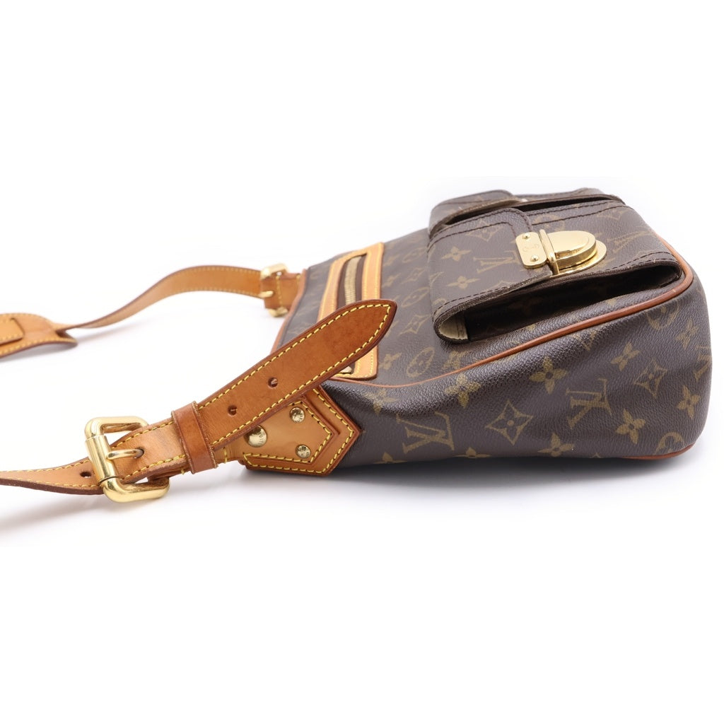 LOUIS VUITTON(ルイヴィトン) モノグラム ハドソン ショルダーバッグ ブラウン レザー×PVC M40045 ゴールド金具 レディース