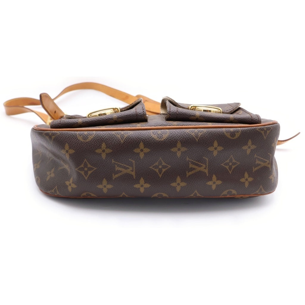 LOUIS VUITTON(ルイヴィトン) モノグラム ハドソン ショルダーバッグ ブラウン レザー×PVC M40045 ゴールド金具 レディース