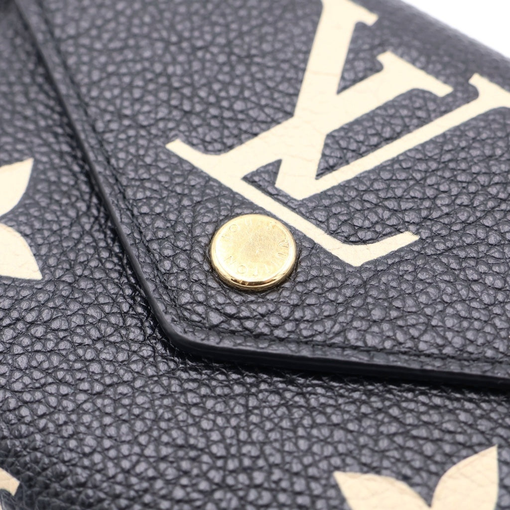 LOUIS VUITTON(ルイヴィトン) モノグラム・アンプラント ポルトフォイユヴィクトリーヌ コンパクトウォレット 三つ折り財布 コインケース ブラック レザー M80968 ゴールド金具 レディース