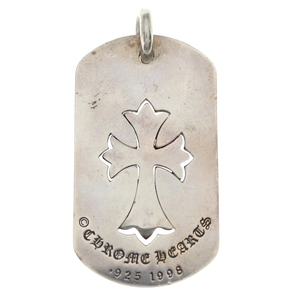CHROME HEARTS(クロムハーツ) D TAG LRG TNY CRS カットアウトタイニーCHクロス ラージドッグタグ ネックレストップ シルバー