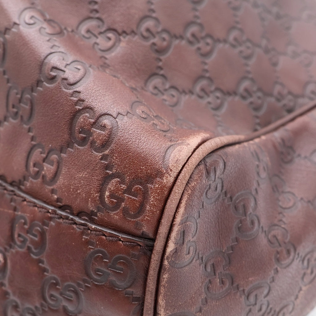GUCCI ブラウンレザー ハンドバッグ GUCCI(グッチ) グッチシマ レザートートバッグ ハンドバッグ ブラウン