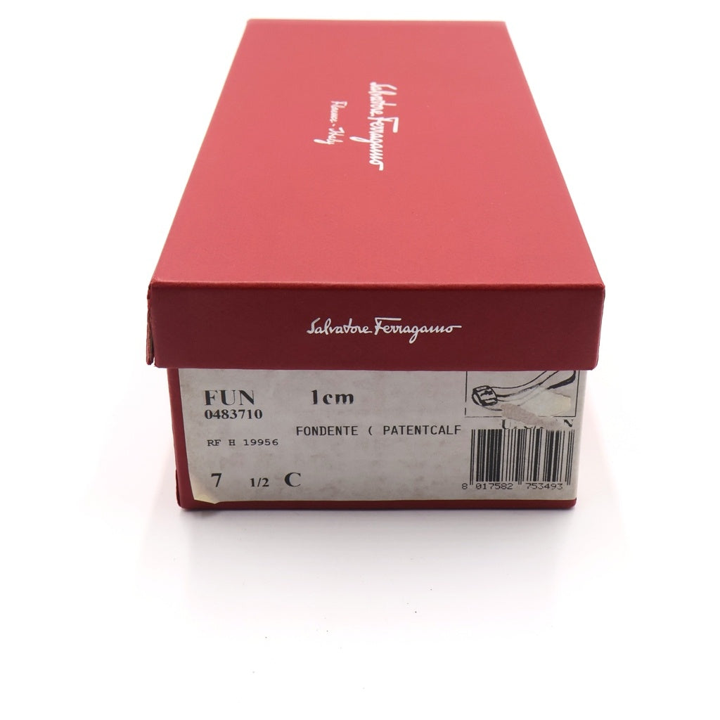 Salvatore Ferragamo(サルヴァトーレ フェラガモ) ヴァラ パテントレザー フラットパンプス シューズ ブラウン レディース