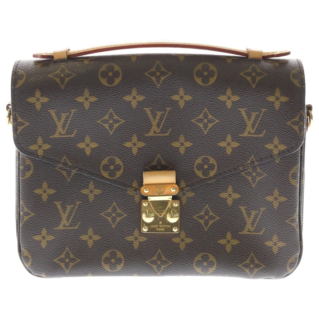 LOUIS VUITTON(ルイヴィトン) モノグラム ポシェットメティスMM ショルダーバッグ ブラウン レザー×PVC M44875 ゴールド金具 レディース