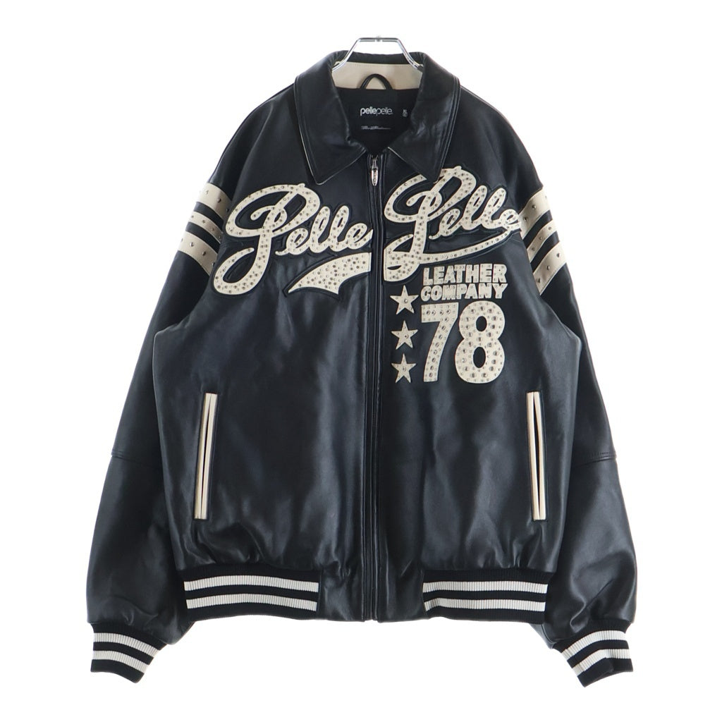 NO BRAND(ノーブランド) Pelle Pelle ENCRUSTED VARSITY JACKET スタッズ レザー ジャケット #XL