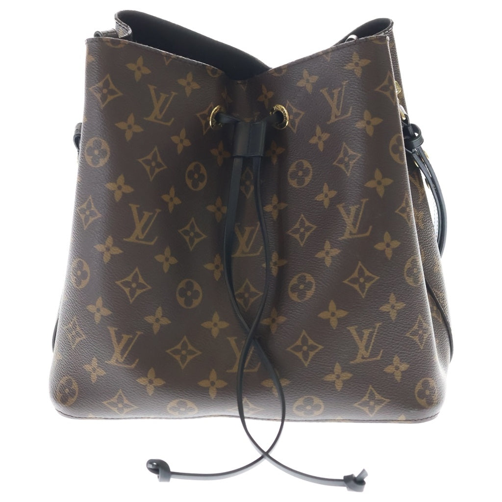 LOUIS VUITTON(ルイヴィトン) モノグラム ネオノエ ショルダーバッグ ブラウン×ブラック レザー×PVC M44020 ゴールド金具 レディース