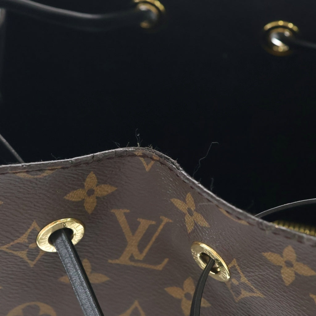 LOUIS VUITTON(ルイヴィトン) モノグラム ネオノエ ショルダーバッグ ブラウン×ブラック レザー×PVC M44020 ゴールド金具 レディース