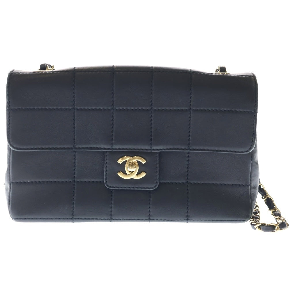 CHANEL(シャネル) チョコバー 7番台 Sフラップ/Sショルダーバッグ チェーンバッグ ブラック ラムスキン ゴールド金具 レディース
