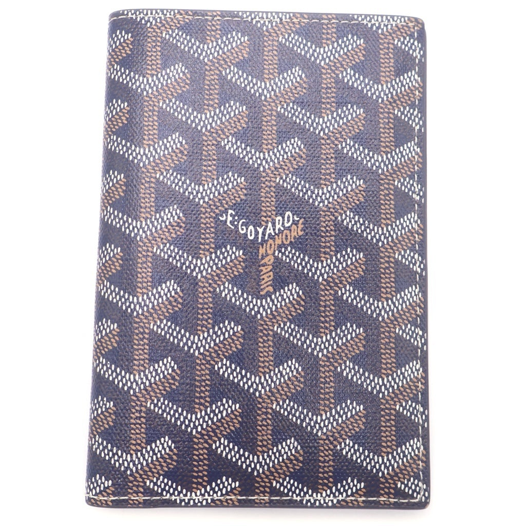 GOYARD(ゴヤール) ヘリンボーン グルネル PVC レザー パスポートケース パスケース ネイビー