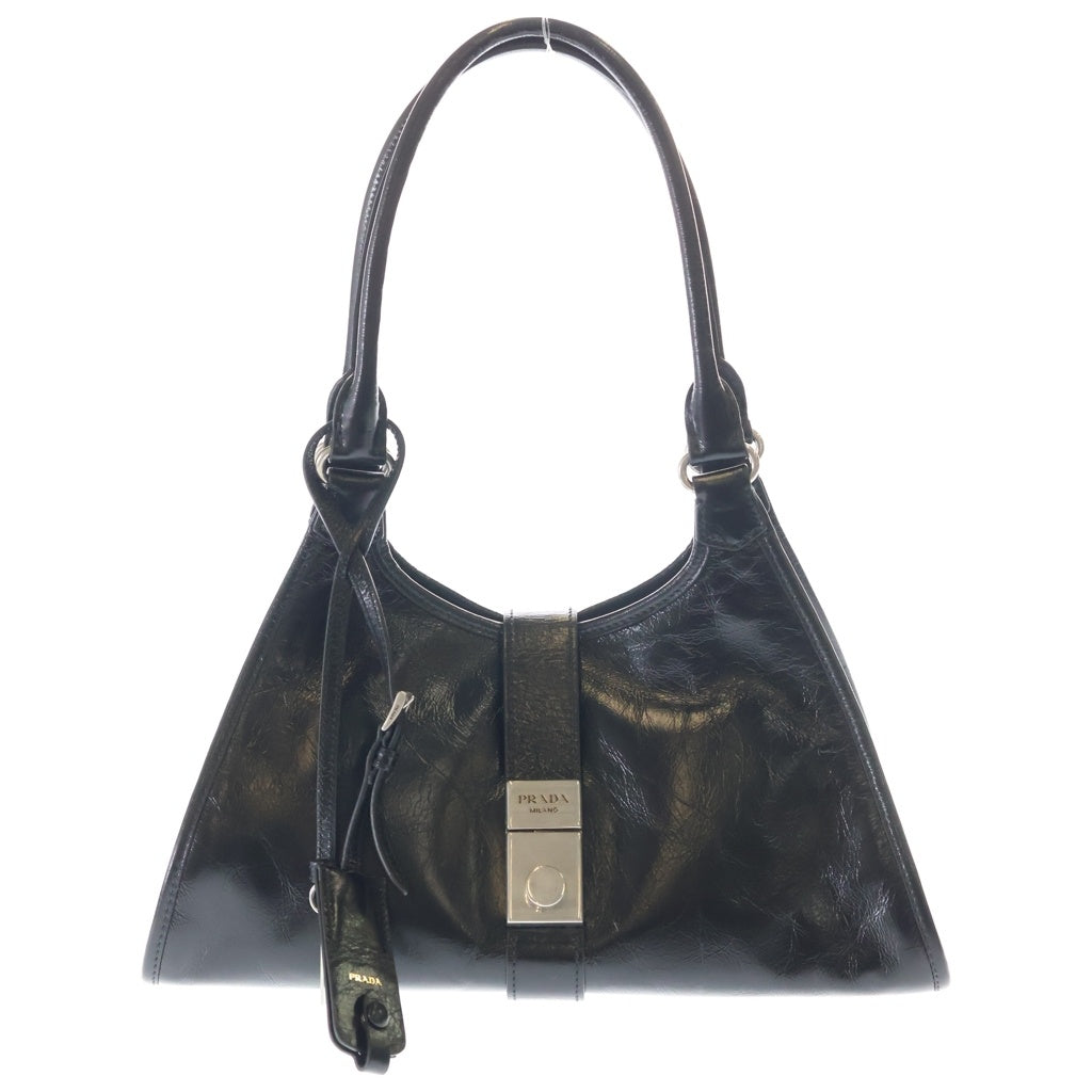 PRADA(プラダ) ソフトラックス ハンドバッグ ブラック レザー 1BG580 シルバー金具 レディース