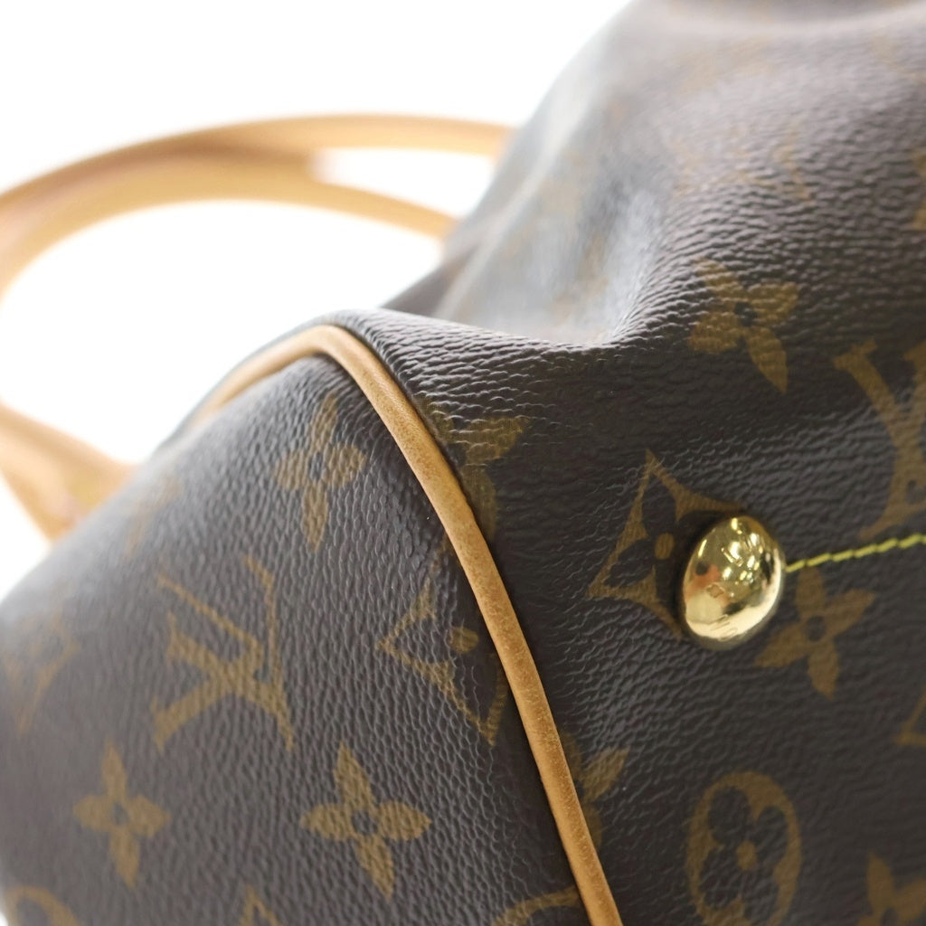 LOUIS VUITTON(ルイヴィトン) モノグラム ティボリPM ハンドバッグ ブラウン レザー×PVC M40143 ゴールド金具 レディース