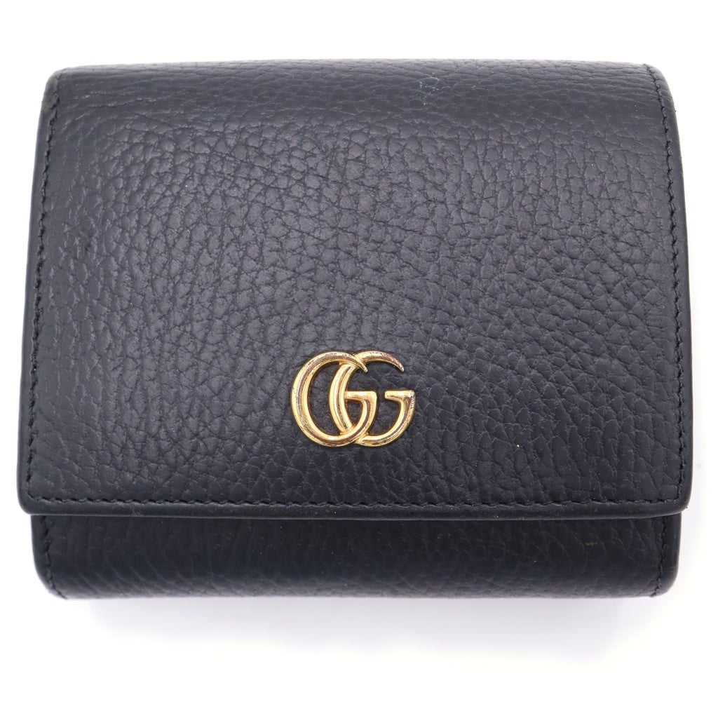GUCCI(グッチ) GGマーモント 二つ折り財布 黒 レザー 598587 218400 箱 レディース