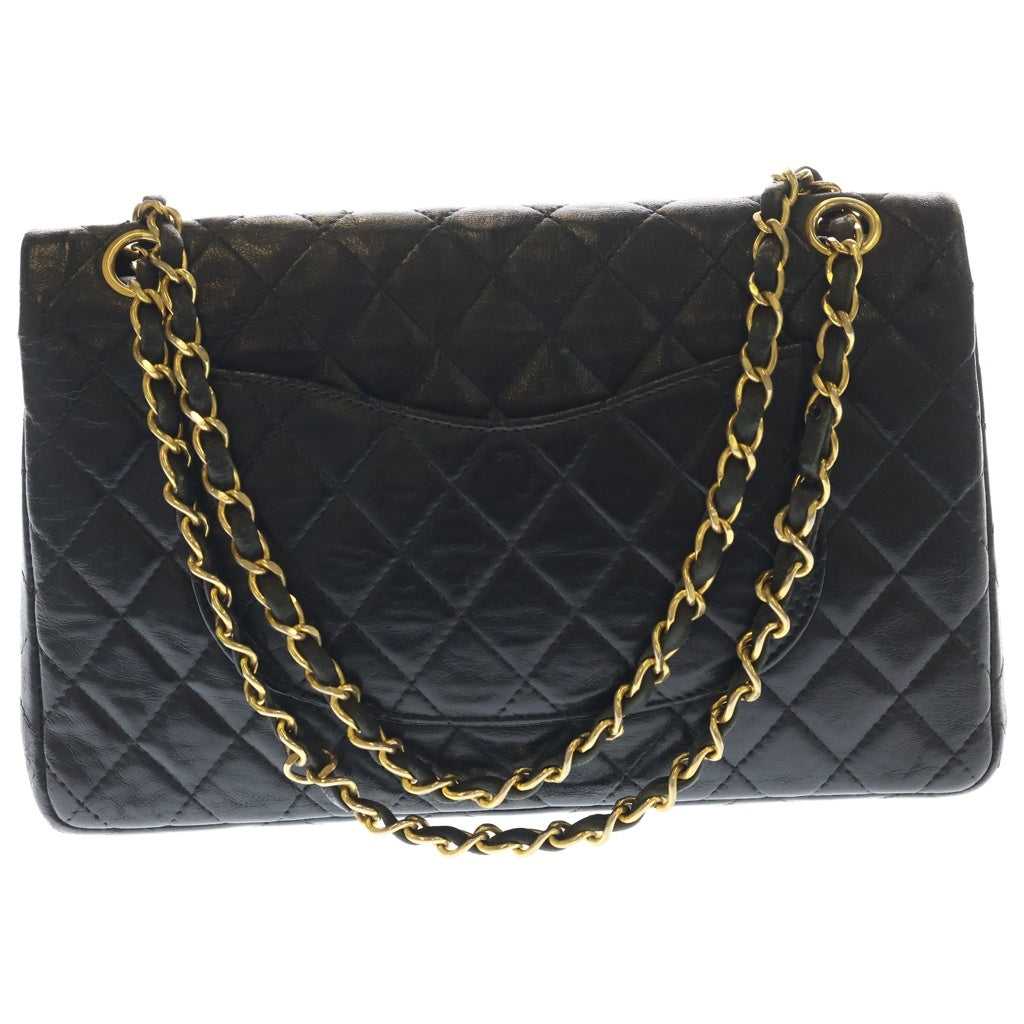 CHANEL(シャネル) マトラッセ25 ラムスキン ゴールド金具 ダブルフラップ ヴィンテージ チェーン ショルダーバッグ ブラック レディース