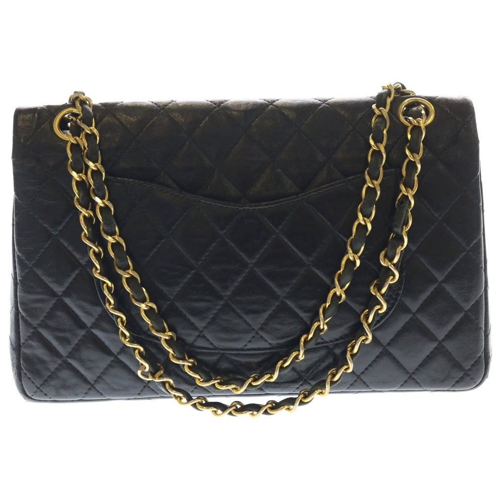 CHANEL(シャネル) マトラッセ25 ラムスキン ゴールド金具 ダブルフラップ ヴィンテージ チェーン ショルダーバッグ ブラック レディース
