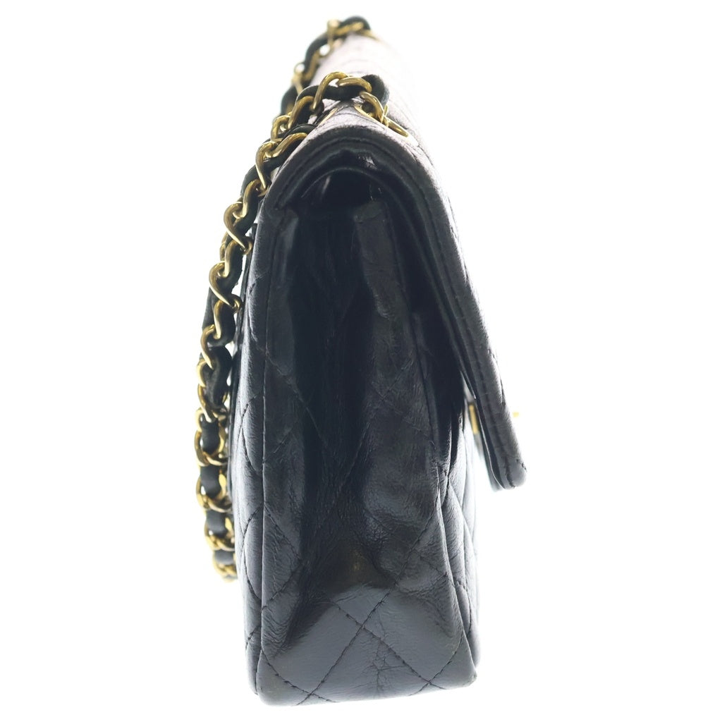 CHANEL(シャネル) マトラッセ25 ラムスキン ゴールド金具 ダブルフラップ ヴィンテージ チェーン ショルダーバッグ ブラック レディース