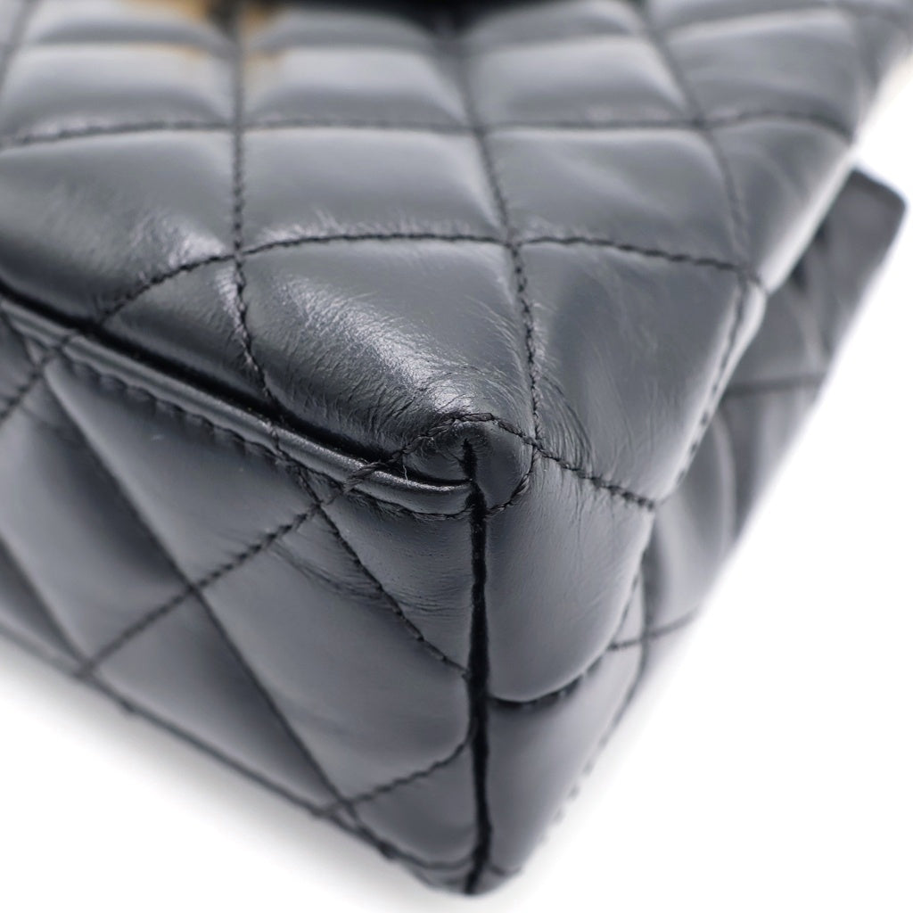 CHANEL(シャネル) ターンロック ミニ ショッピングバッグ チェーンミニショルダーバッグ ブラック シャイニーラムスキン AS4416 ゴールド金具 レディース