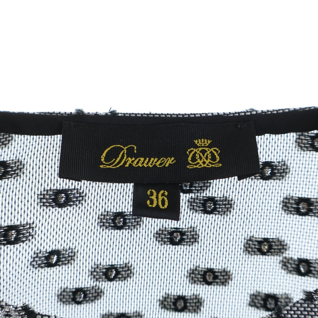 DRAWER(ドゥロワー) Drawer(ドゥロワー) 22AW シルク混合 ジャガード ラグランスリーブ 半袖ブラウス グレー 6521-299-1256 レディース