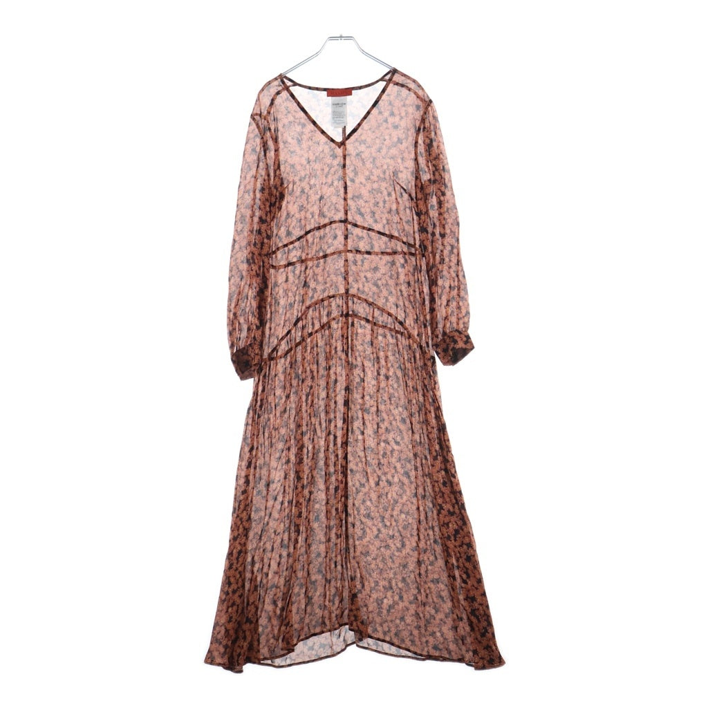 MAX&CO(マックス アンド コー) 花柄長袖ワンピース ドレス ビスコース レッド/ブラック 82241320 レディース