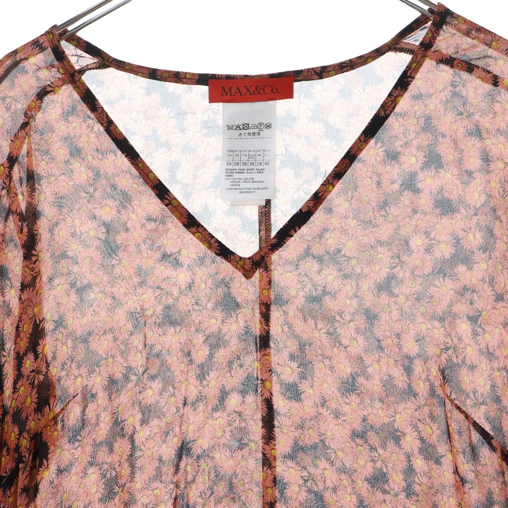 MAX&CO(マックス アンド コー) 花柄長袖ワンピース ドレス ビスコース レッド/ブラック 82241320 レディース