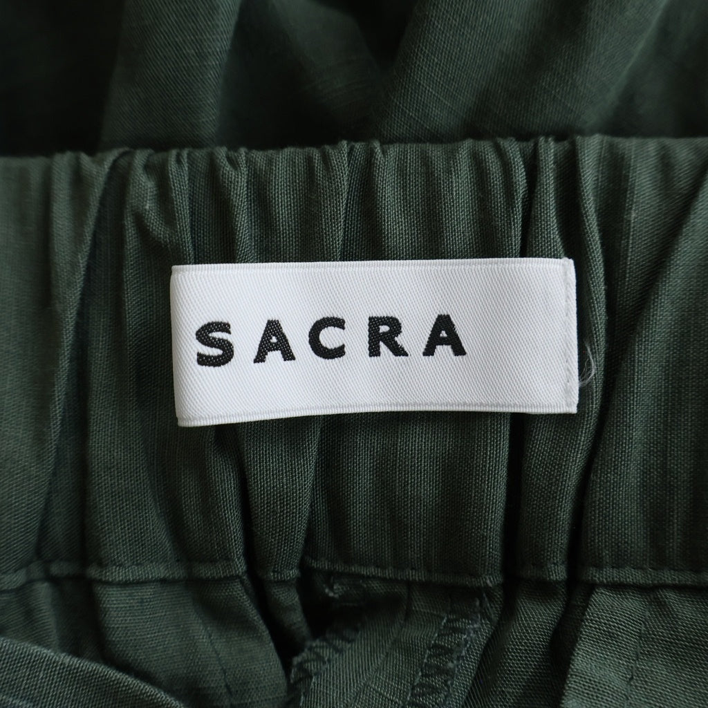SACRA(サクラ) リネン混 セットアップ ノースリーブブラウス タックストレート ワイドパンツ レーヨン 121214031 121214112 レディース