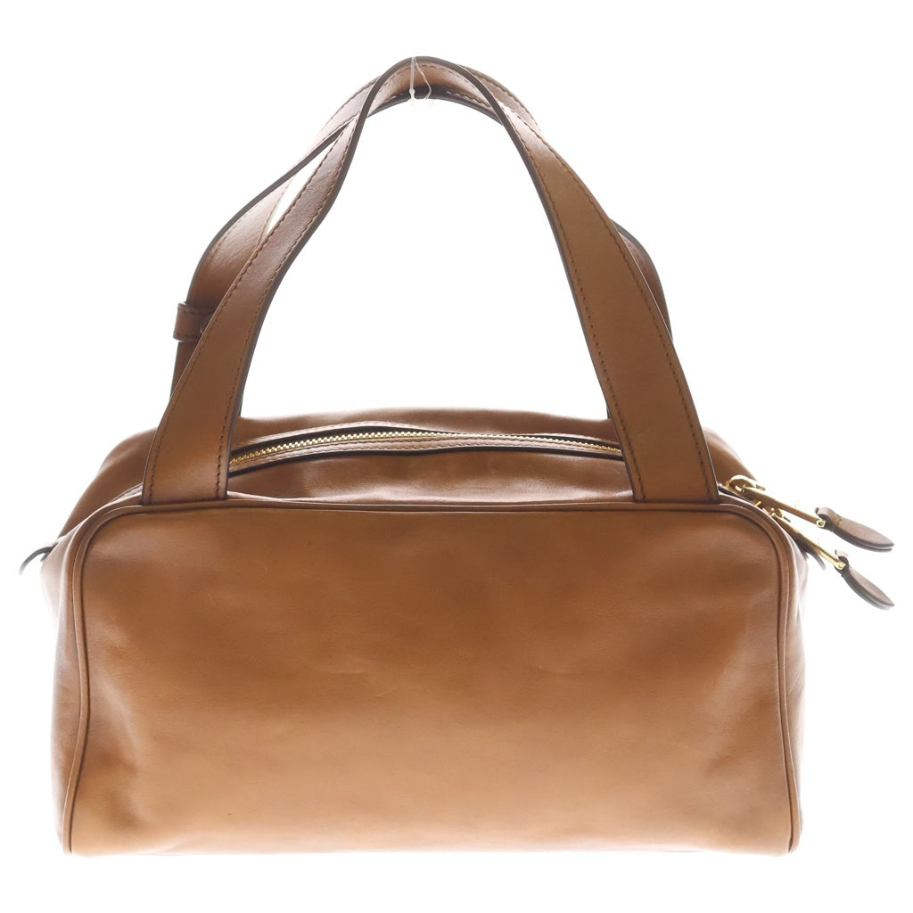 miumiu(ミュウミュウ) トップハンドルバッグ ブラウン レザー 5BB182 ゴールド金具 レディース
