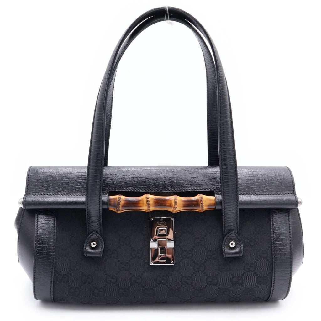 GUCCI(グッチ) バンブー ハンドバッグ GGキャンバス レザー ブラック 111713 レディース