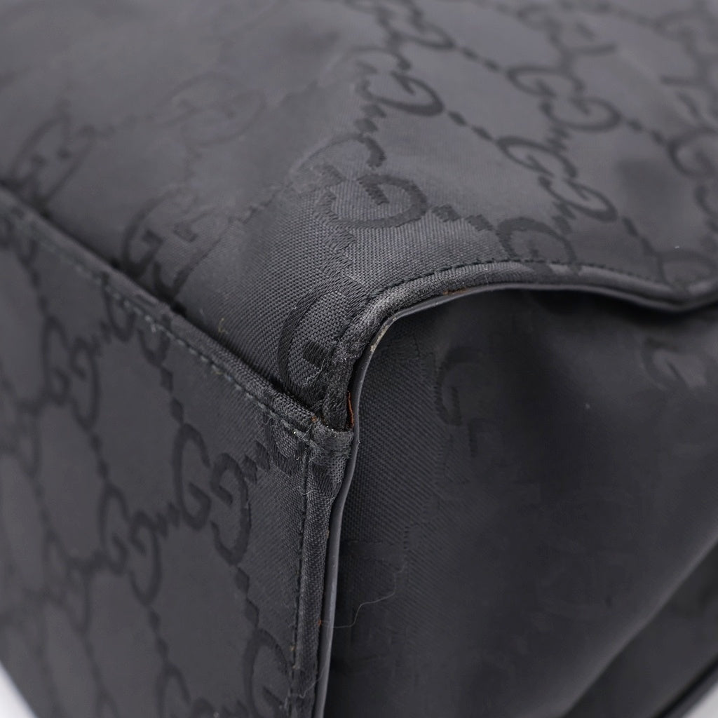 GUCCI(グッチ) トートバック バンブー GGキャンバス シルバー金具 ナイロン ブラック レディース