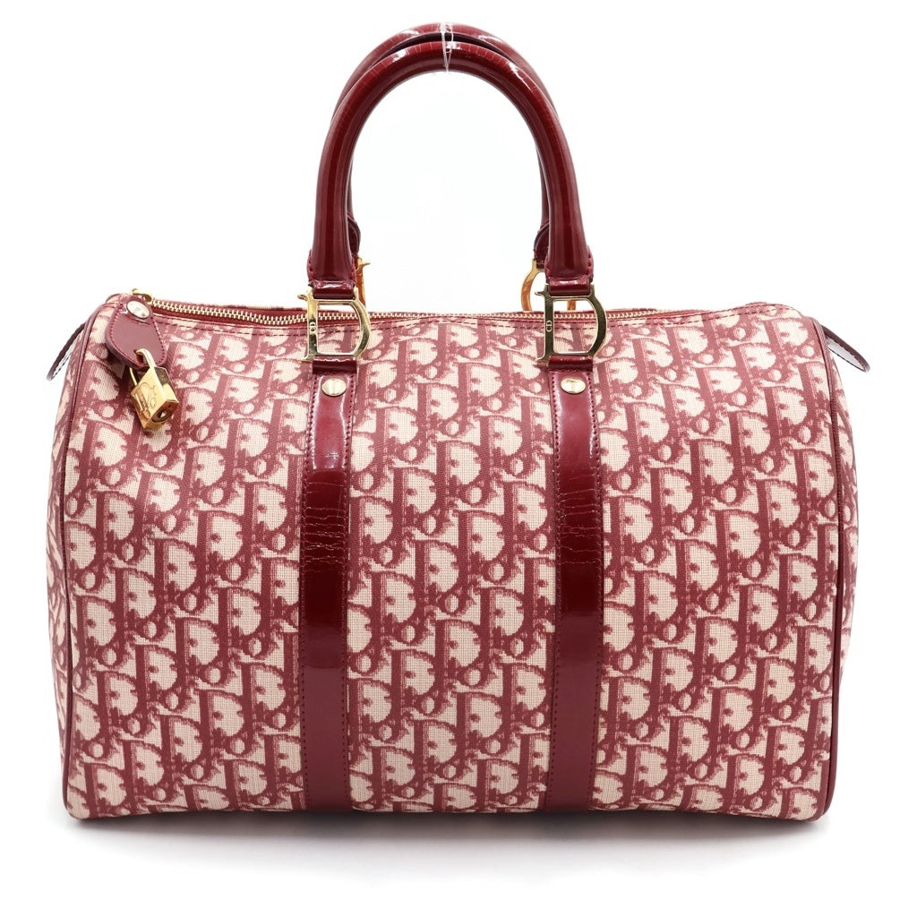 Christian Dior(クリスチャンディオール) ボストンバック ハンドバック トロッター オブリーク キャンバス レッド レディース