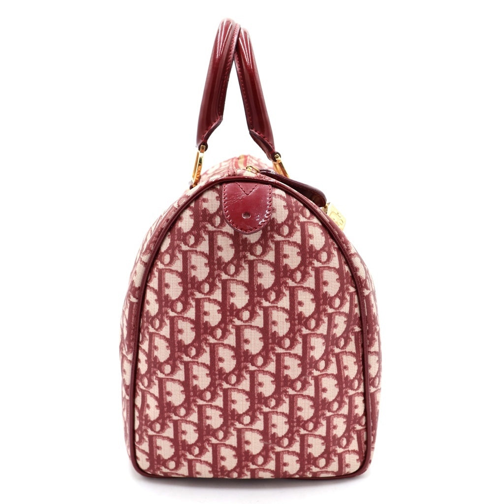 Christian Dior(クリスチャンディオール) ボストンバック ハンドバック トロッター オブリーク キャンバス レッド レディース