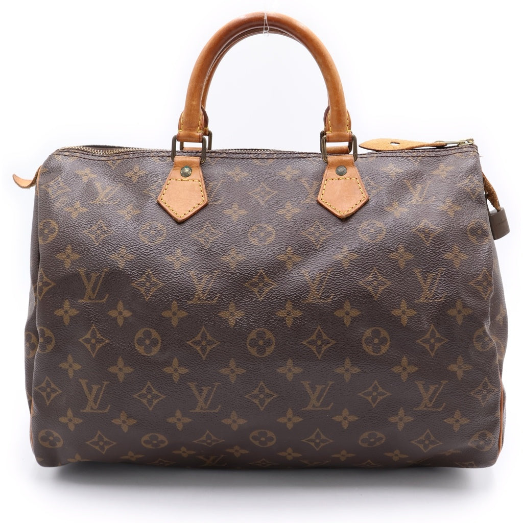 LOUIS VUITTON(ルイヴィトン) モノグラム スピーディ35 ボストンバッグ ハンドバッグ ブラウン レザー×PVC M41107 ゴールド金具 レディース