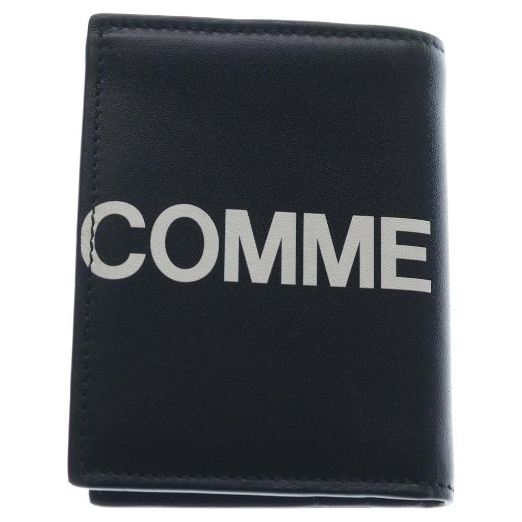 COMME des GARCONS(コムデギャルソン) HUGE LOGO ヒュージ ロゴ コンパクトウォレット 二つ折財布 カードケース レザー ブラック SA0641HL
