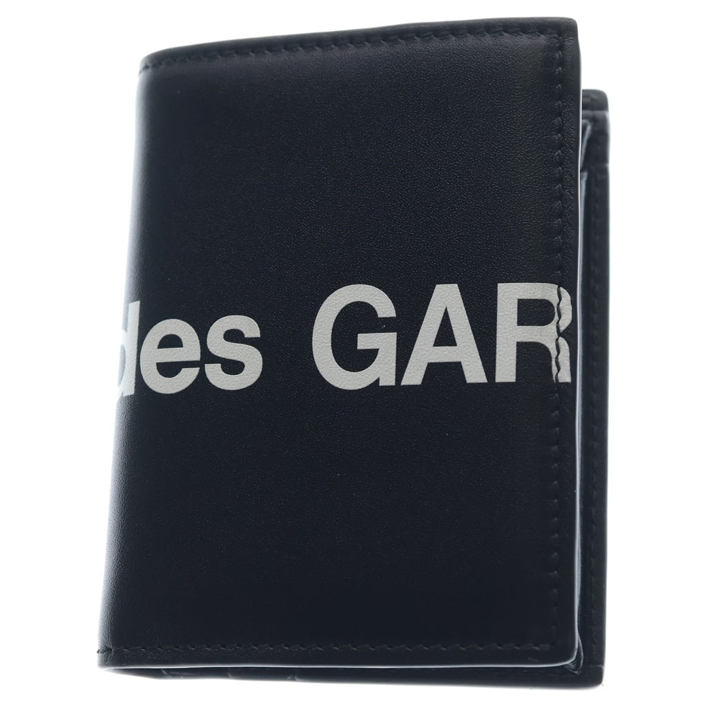 COMME des GARCONS(コムデギャルソン) HUGE LOGO ヒュージ ロゴ コンパクトウォレット 二つ折財布 カードケース レザー ブラック SA0641HL